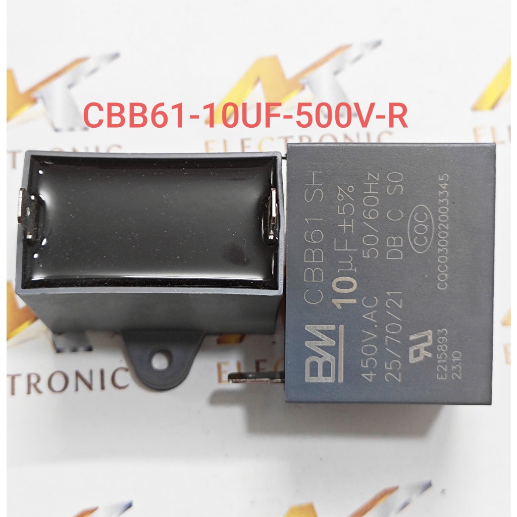 Tụ khởi động CBB61 10UF 500V - Tụ quạt CBB61 500V 10UF dùng rắc cắm hãng BM chất lượng cao mới 100%