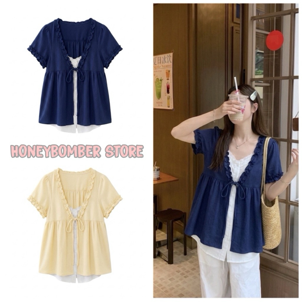 Áo Babydoll Trơn Tay Viền Bèo Nơ [FREESHIP]🌸 Áo Kiểu Nữ Form Rộng Phong Cách Ulzzang🌸 | BigBuy360 - bigbuy360.vn