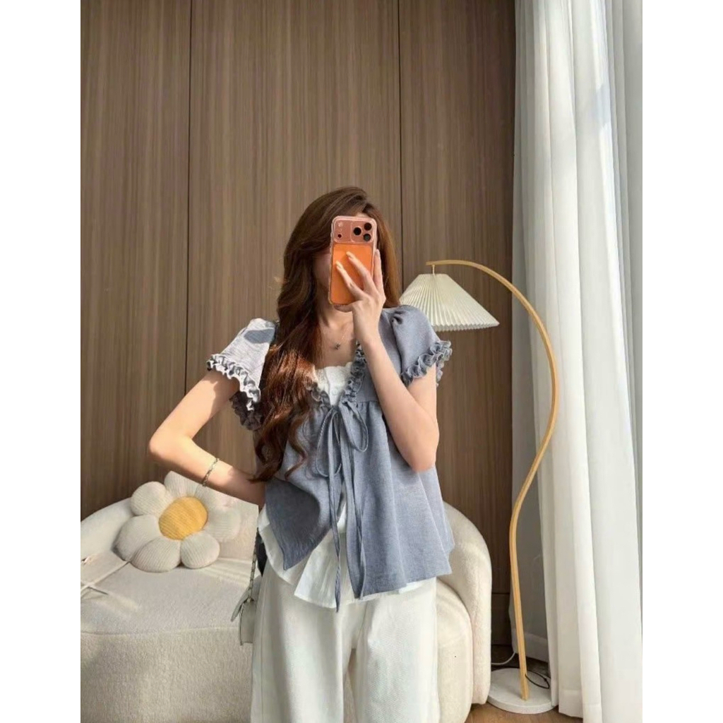 Áo Babydoll Trơn Tay Viền Bèo Nơ [FREESHIP]🌸 Áo Kiểu Nữ Form Rộng Phong Cách Ulzzang🌸 | BigBuy360 - bigbuy360.vn