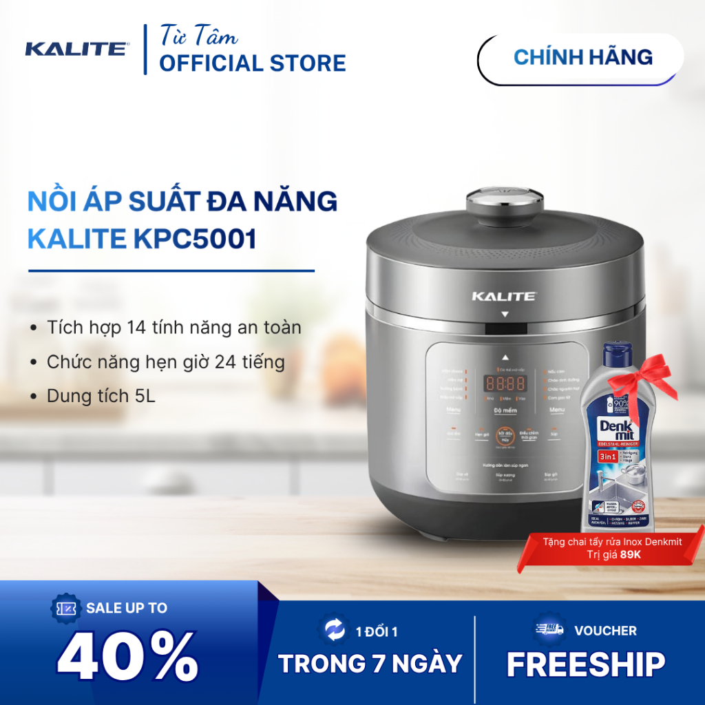 Nồi Áp Suất Điện KALITE KPC5001 5L 9 Chế Độ Nấu Công Suất 950W Lòng Nồi Inox 3 Lớp An Toàn Vệ Sinh