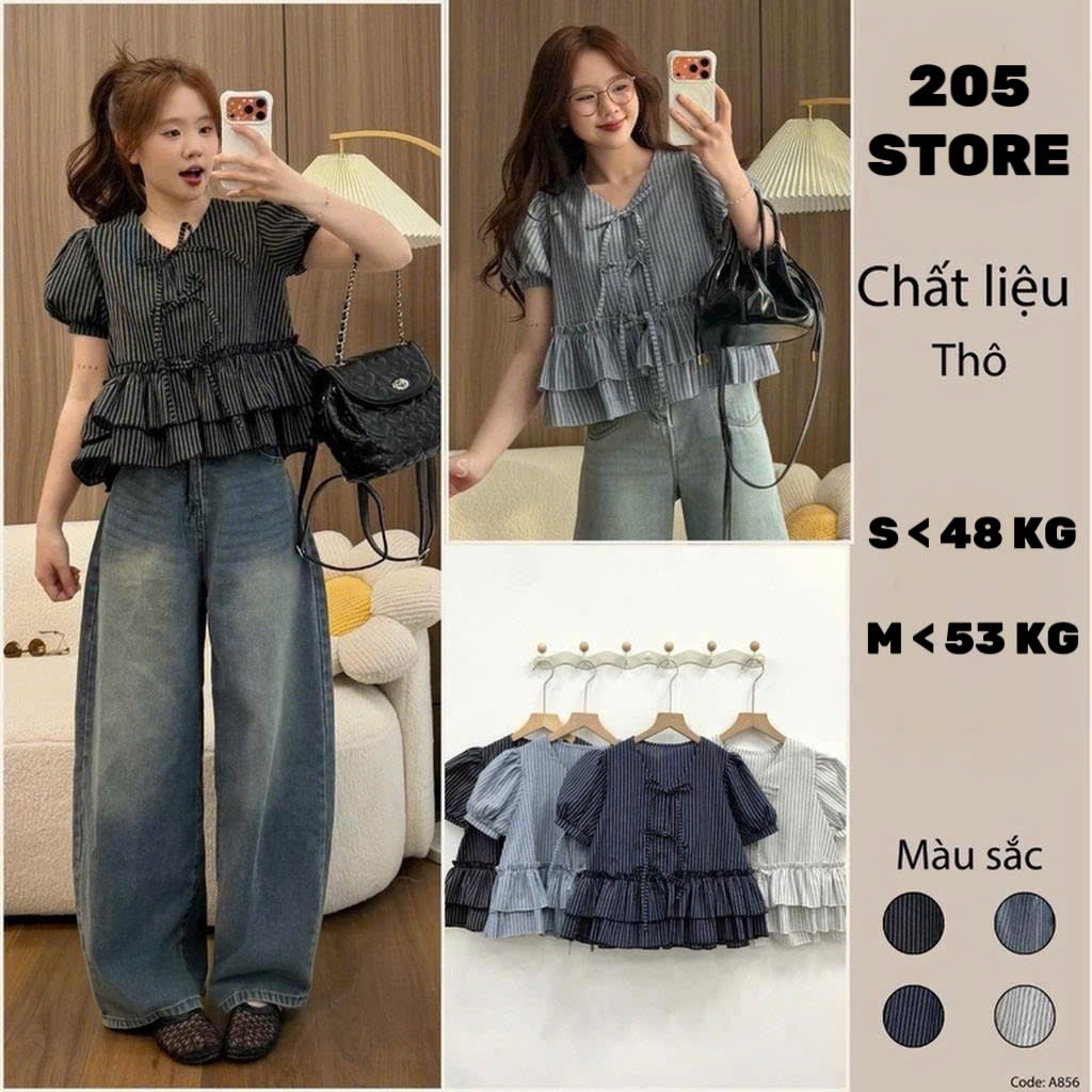 Áo Babydoll Nơ Trước Phối Bèo Tay Bồng 20 THÁNG 05 SHOP MA8560