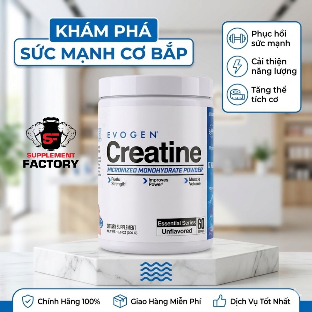 Evogen Creatine Monohydrate Unflavored không mùi vị, 60 lần dùng [Chính Hãng 100%]