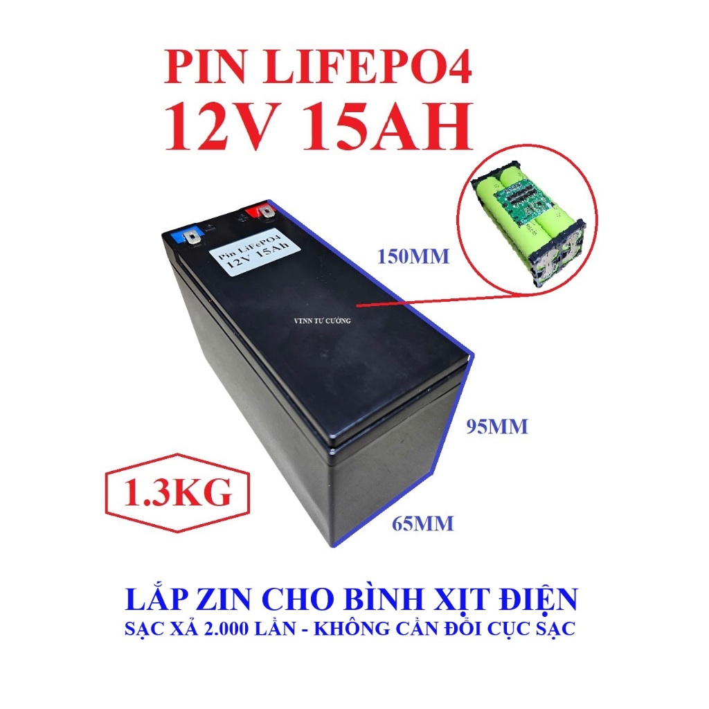 BÌNH XỊT ĐIỆN (PIN LFP 12V 15AH)