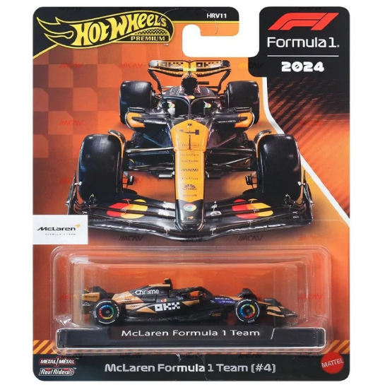 Xe mô hình tỉ lệ 1:64 CHÍNH HÃNG Hot Wheels Premium Formula 1 2024 F1 McLaren Formula 1 Team số 4