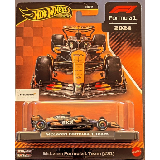 Xe mô hình tỉ lệ 1:64 CHÍNH HÃNG Hot Wheels Premium Formula 1 2024 F1 McLaren Formula 1 Team số 81