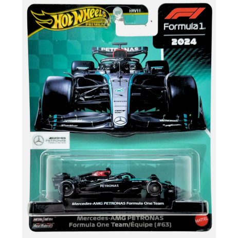 Xe mô hình tỉ lệ 1:64 CHÍNH HÃNG Hot Wheels Premium Formula 1 2024 F1 Mercedes-AMG PETRONAS Formula 