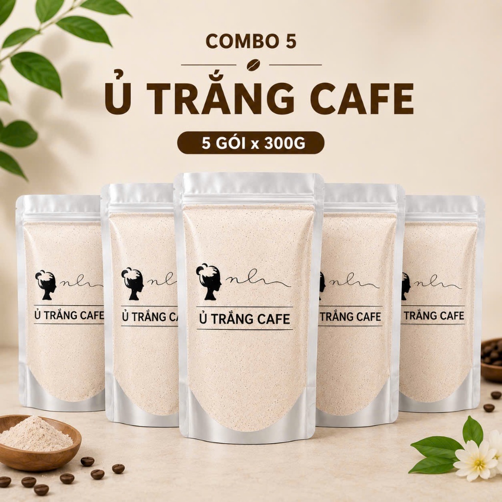 Combo 5 Gói Ủ Trắng Cafe Ngân Bình 300g/Gói – Tẩy Tế Bào Chết, Hỗ Trợ Làm Sáng Da Toàn Thân Tự Nhiên