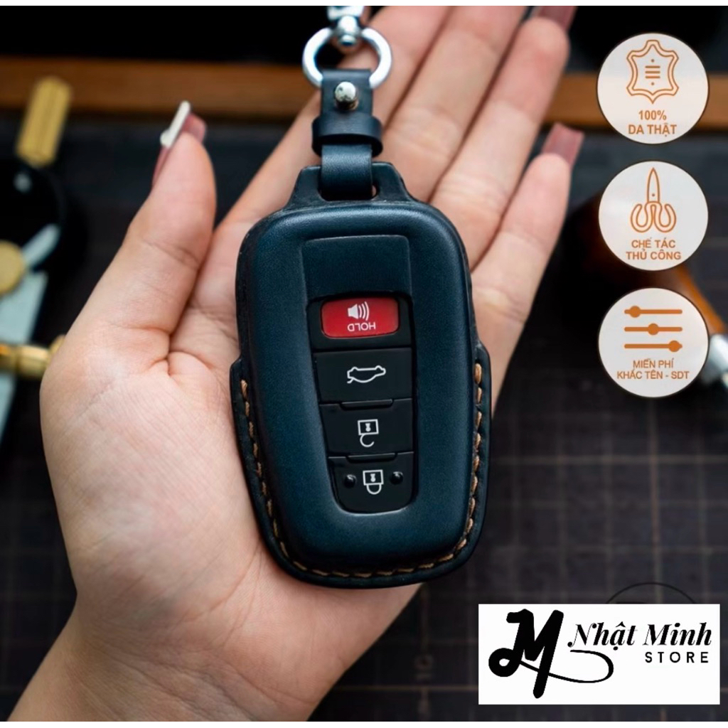 Bao Da Chìa Khóa Xe TOYOTA Camry 2022-2024, Corolla Cross, Corolla Altis, chế tác thủ công, Khắc tên
