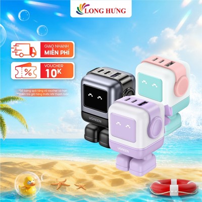 Cốc sạc Ugreen Uno RG GaN 1USB 2Type-C Robot Fast Charger 65W CD361 - Hàng chính hãng