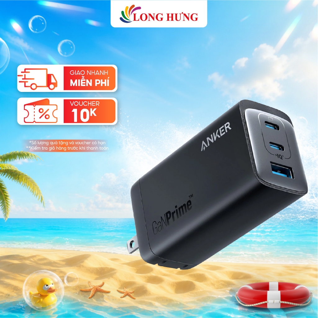 Cốc sạc Anker 737 GaNPrime Wall Charger 120W 2Type-C 1 USB 1 A2148 - Hàng chính hãng