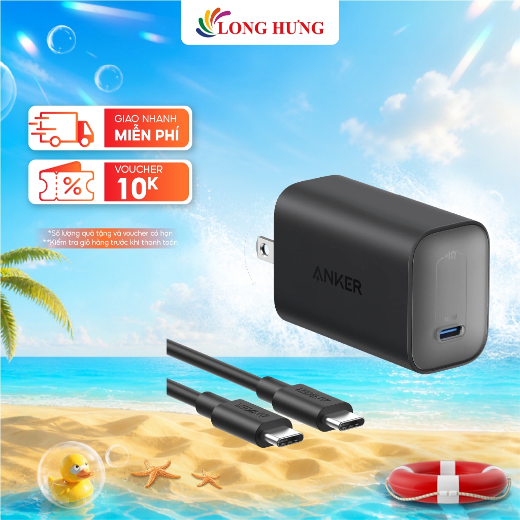 Combo cốc sạc Anker Nano 1C 100W + Cáp USB Type-C to Type-C B2679 - Hàng chính hãng