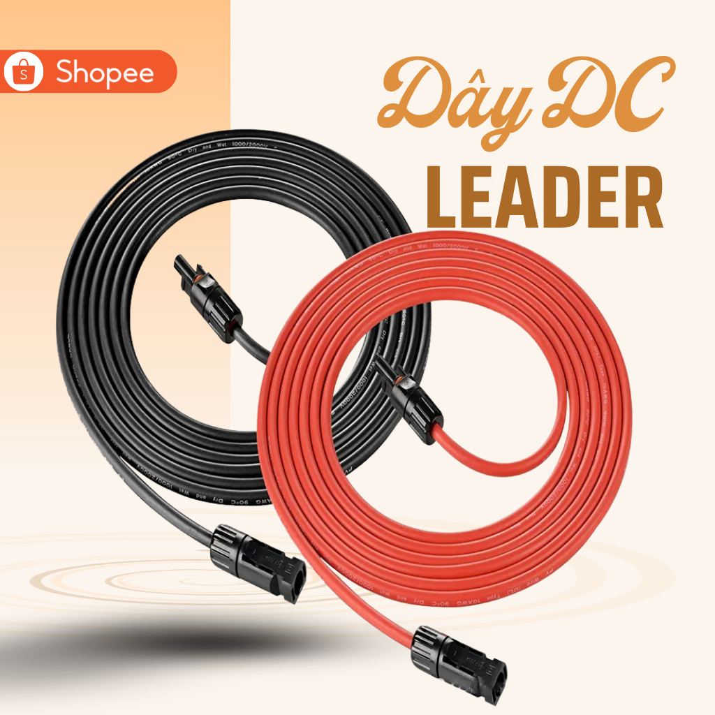 Dây DC Leader bấm sẵn 2 đầu cos MC4 – Cáp điện năng lượng mặt trời 4.0mm² chất lượng cao, chịu nhiệt