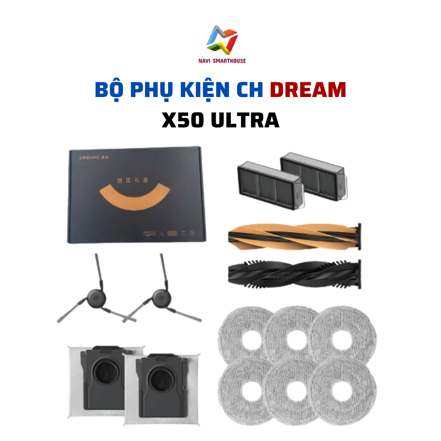 Bộ PK CH robot Dream X50 Master, X50 Ultra, L40s pro ultra, L40s ultra khăn, lọc ,chổi cạnh, chổi lă
