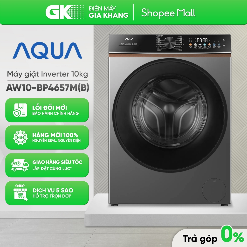 Máy giặt Aqua Inverter 11 kg AQD-DDW1100J BK - Cửa trước, Lồng ngang, Có Inverter, Màu đen