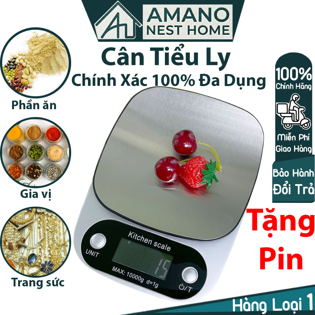 Cân Tiểu Ly Kitchen  Scale 10kg [COMBO2CÂN] Tặng Kèm Pin Cân Chuẩn Từng Gram Nấu Ăn Khỏi Lo Sai Tỉ L