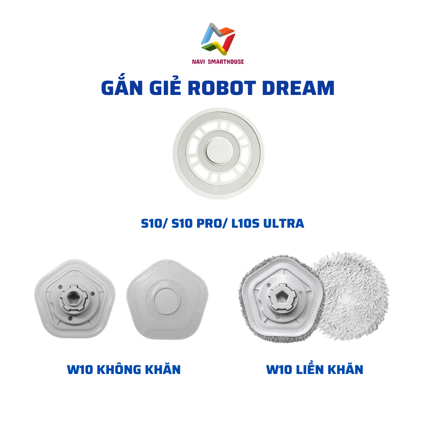 Phụ kiện robot hút bụi lau nhà Dream S10, S10 PRO, L10S ULTRA, W10 đế gắn khăn, gắn giẻ