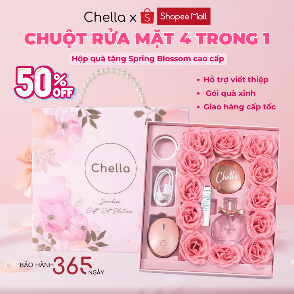 [QUÀ TẶNG BẠN GÁI] Chuột Rửa Mặt Chella 4in1 – Set Hộp Quà Cao Cấp Tặng Bạn Gái, Gói Sẵn + Thiệp