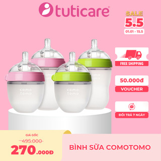 Bình Sữa Comotomo - Chất Liệu Silicone Cao Cấp - Màu xanh, Màu Hồng - 150ml, 250ml