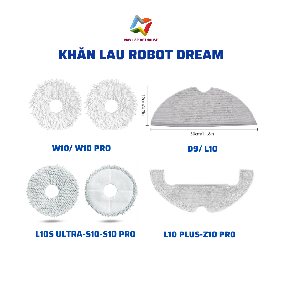 Phụ kiện robot hút bụi Dream W10, W10 PRO, D9, L10, L10S ULTRA, S10,S10 PRO, L10 PLUS, Z10 PRO khăn