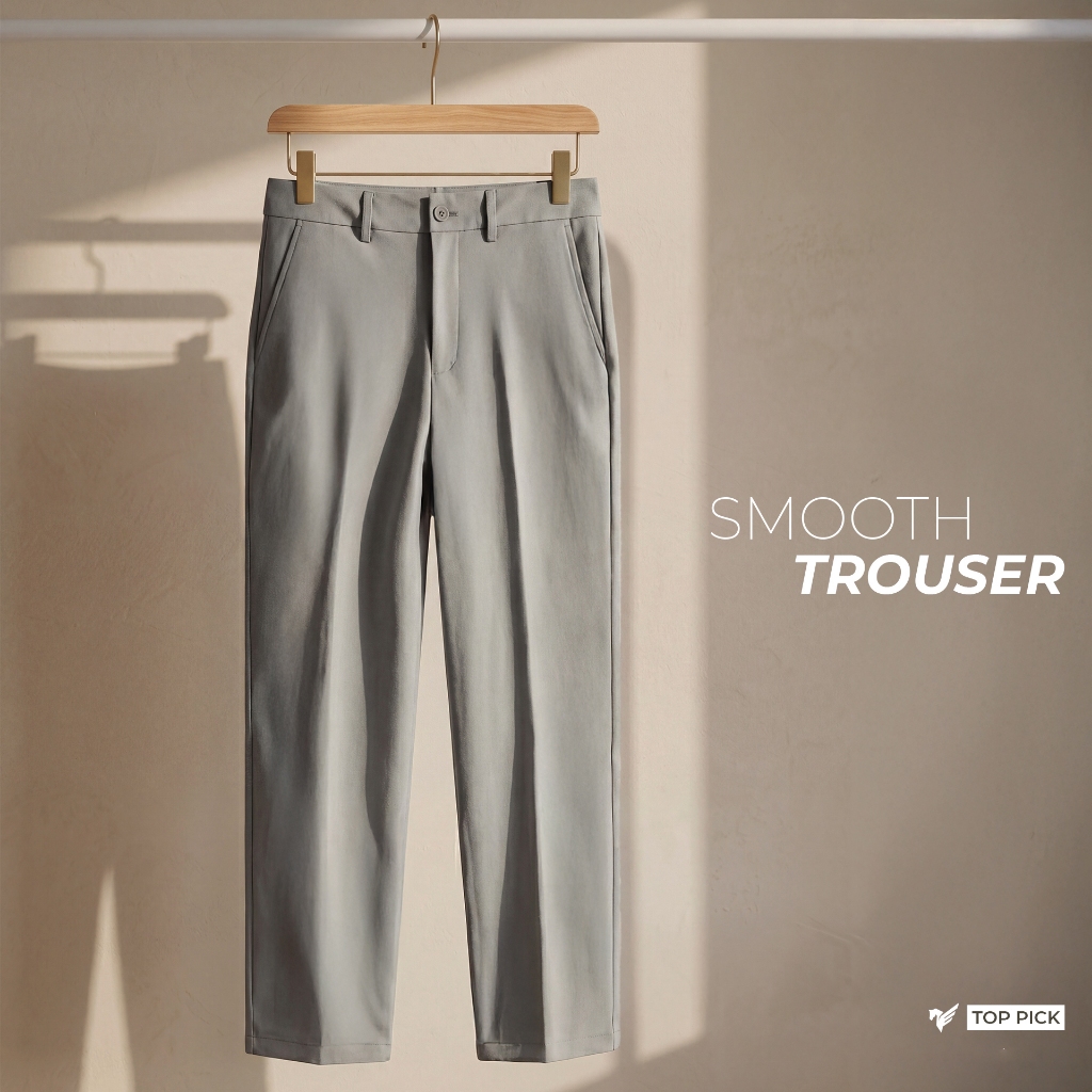 Quần âu smart SMOOTH TROUSER TORANO mặt vải phẳng phiu, hạn chế nhăn nhàu và co giãn thoải mái HABF801