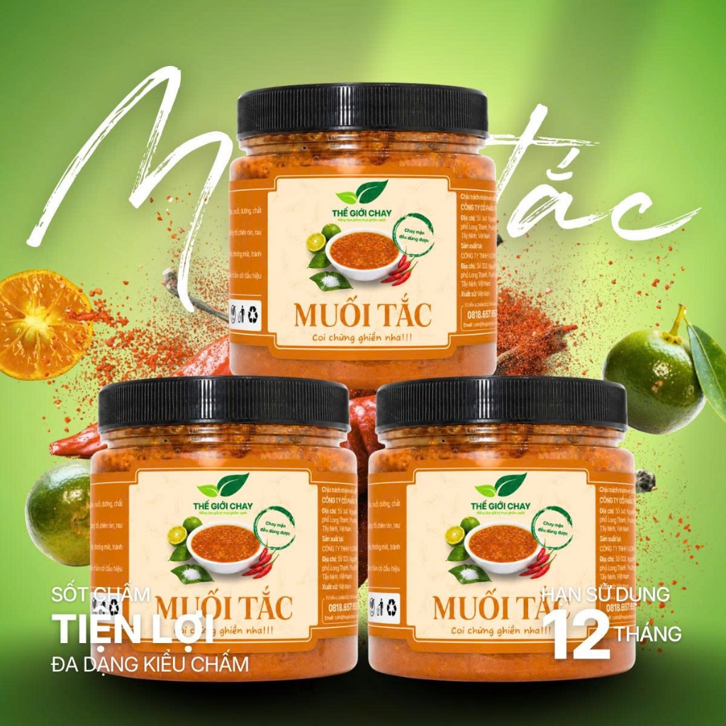 COMBO 3 Hũ Muối Tắc 200 g - Thế Giới Chay - Coi chừng ghiền nha