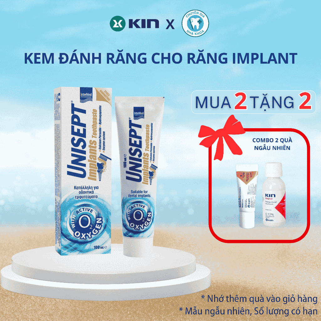 Kem Đánh Răng Unisept Implant Ngừa Viêm Lợi, Hôi Miệng, Viêm Quanh Implant, Chân Răng Sứ, Tuýp 100ml