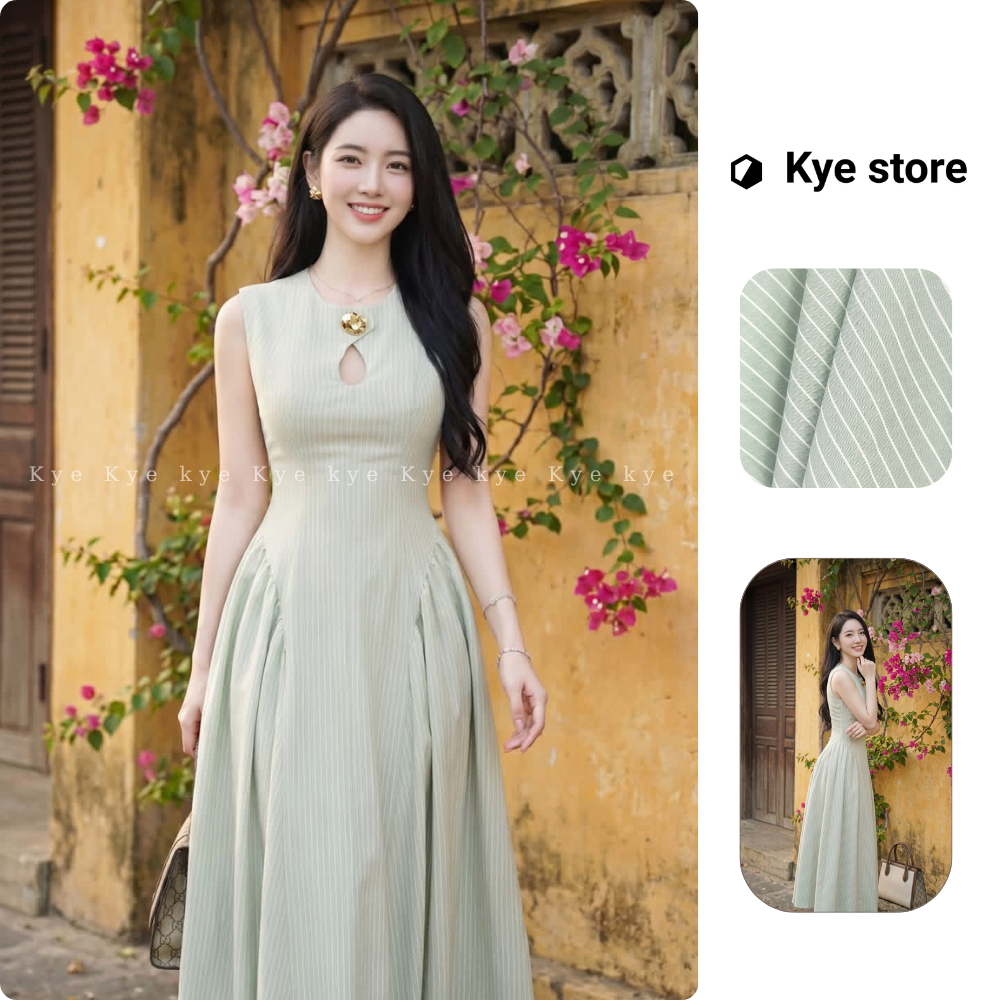 Đầm thiết kế dáng dài họa tiết kẻ Lizzy dress