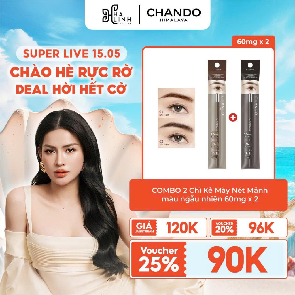 [VHL X Chando Himalaya] COMBO 2 Chì Kẻ Mày Màu Ngẫu Nhiên Nét Mảnh CHANDO Himalaya 60mg x 2