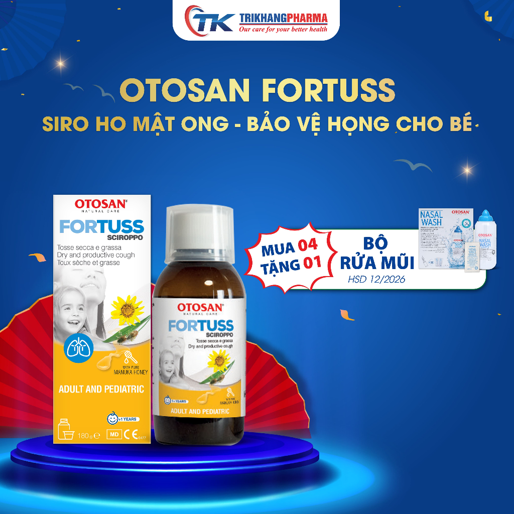 Siro Ho Cho Bé Otosan Fortuss ,Giảm Ho, Tiêu Đờm –  Giảm Ho Khan & Ho Đờm – Chai 180g