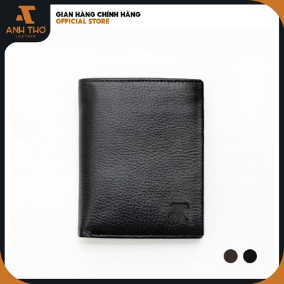Ví da bò dáng đứng MIN-01, chất da bò Ý cao cấp mềm mại, kích thước 9.5x12, ngăn cánh lật tiện dụng, Anh Tho Leather