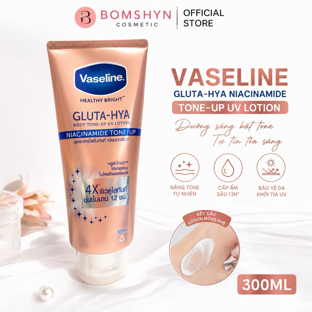 Vaseline 4x Tonup dưỡng thể trắng da dưỡng ẩm 300ml Thái lan