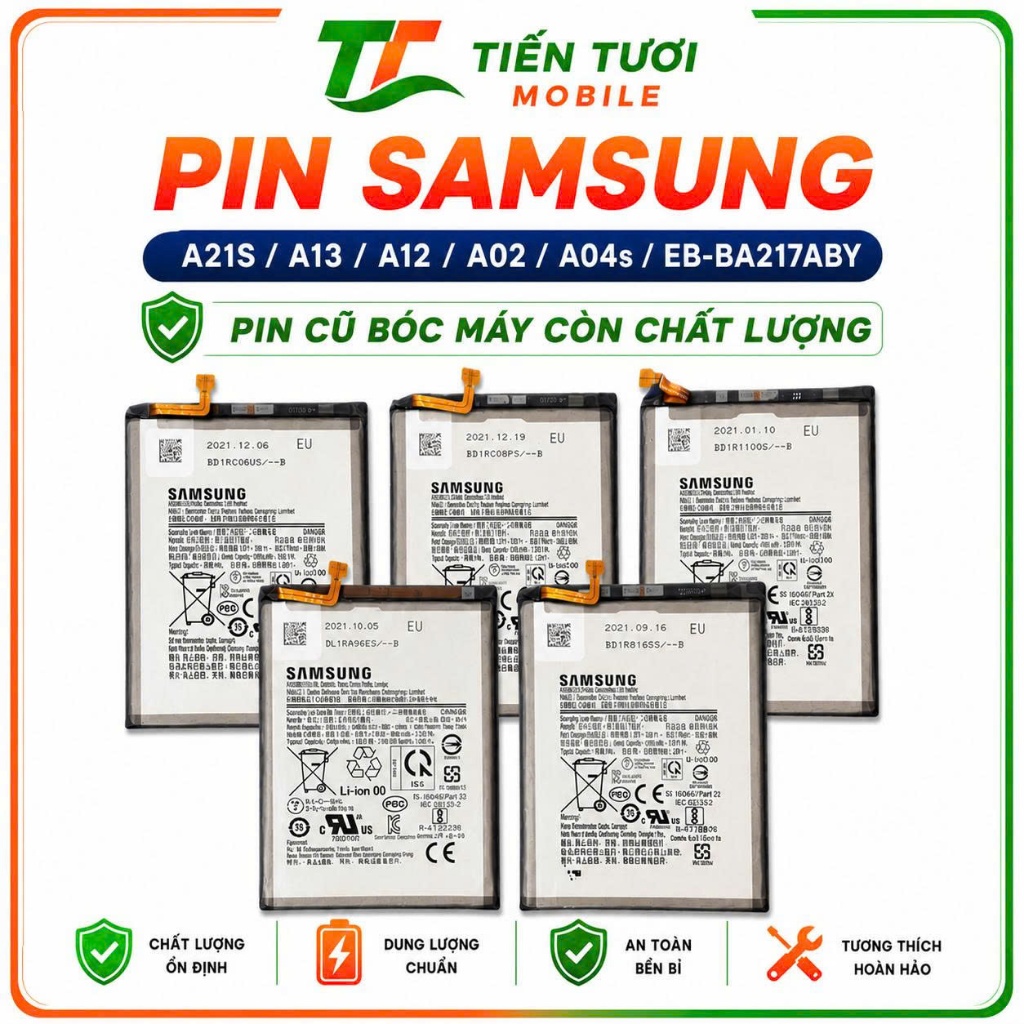 Pin samsung ,EB-BA217BAY,A21s/a13/a12/a02/A04s (pin bóc cũ máy) ,