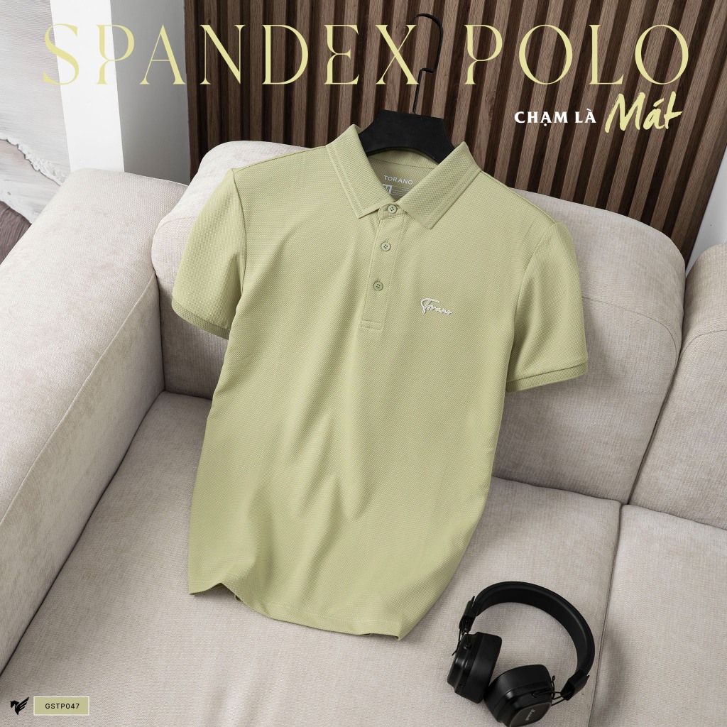 [LUXURY ITEM] Áo polo nam TORANO SPANDEX POLO trơn in logo ngực chống nhăn, thấm hút tốt, chống phai màu GSTP843