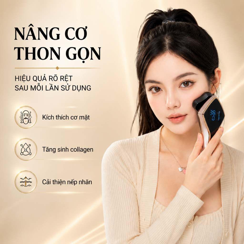 Máy Massage Nâng Cơ Chống Lão Hóa Dr Arrivo The Zeus 3 RF EMS LED 24K Chính Hãng