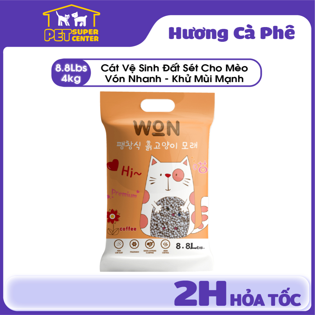 [Combo 6 Gói Cát Won] Cát Đất Sét Dành Cho Mèo Won Siêu Vón - 4Kg