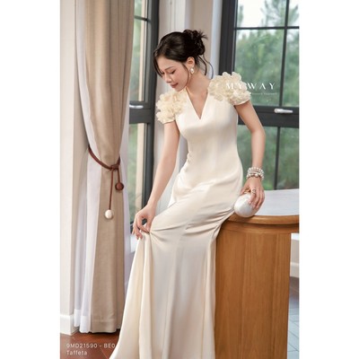 Đầm Dự Tiệc Nữ Sang Chảnh MY WAY Dáng Đuôi Cá Dài Gắn Hoa Thủ Công Cao Cấp 9MD21590