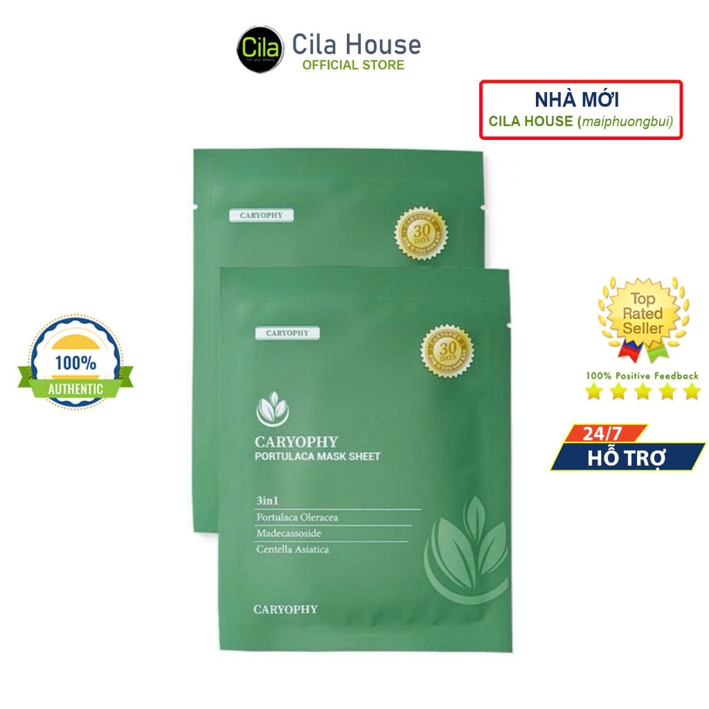 Combo mặt nạ miếng Caryophy Portulaca Mask Sheet cấp ẩm, giảm mụn - Cila House