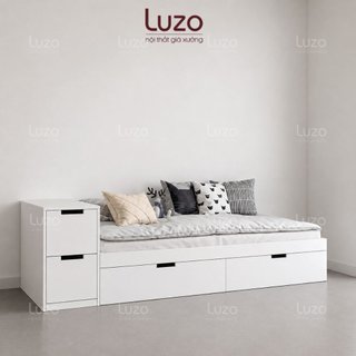 Giường Ngủ Gỗ MDF Có Đầu Giường Tối Giản Đẹp Hiện Đại Có Hộc Kéo Gỗ Cao Cấp Nhập Khẩu Giá Rẻ M2 Luzo Home