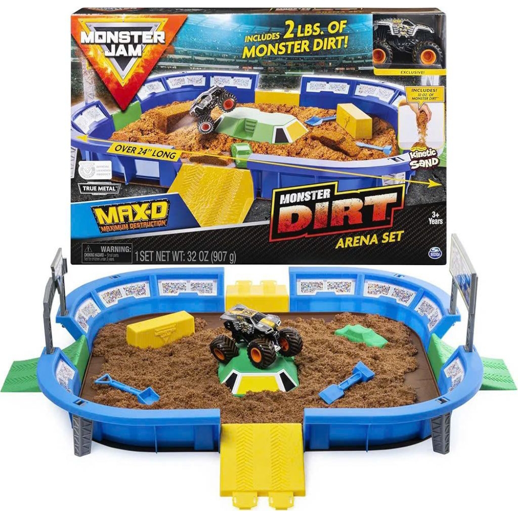 đồ chơi Monster Jam, Monster Dirt Arena 24 inch kèm 2 pound đất Monster Dirt và xe tải Monster Jam
