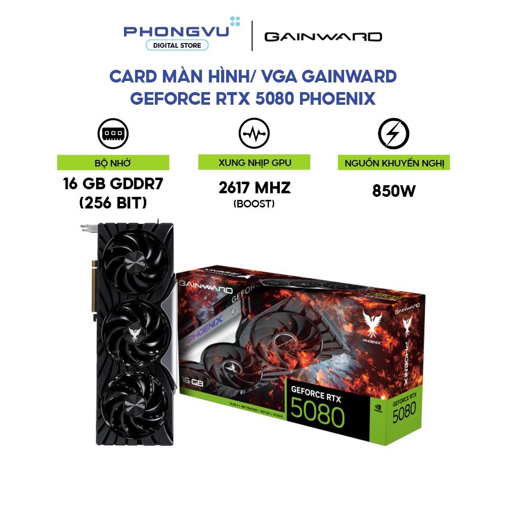 Card màn hình/ VGA Gainward GeForce RTX 5080 Phoenix - 16GB GDDR7 - Chính hãng - Bảo hành 36 tháng