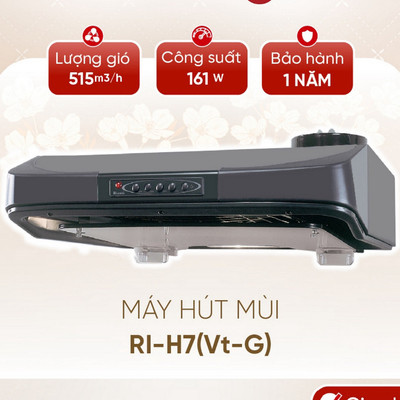 [CHÍNH HÃNG] Máy hút mùi 515m3/h Rinnai RI-H7(Vt-G) -Ngang 70cm