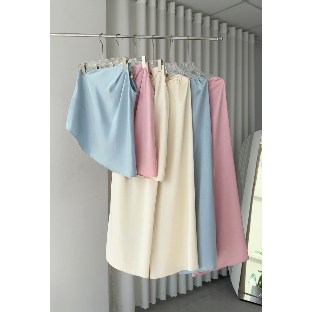 [GIÁ TỐT HƠN KHI MUA SET] Set Áo Lụa Chéo Dây Dáng A Phối Quần Lụa Dây Rút Ống Rộng, Set Đi Biển La Boutique S022 | BigBuy360 - bigbuy360.vn