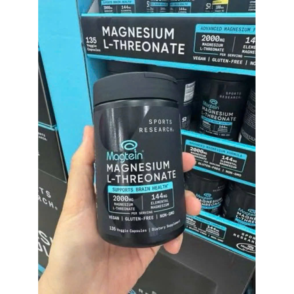 Viên uống bổ sung Magie Sports Research Magtein Magnesium L-Threonate 2000mg 135 viên từ MỸ