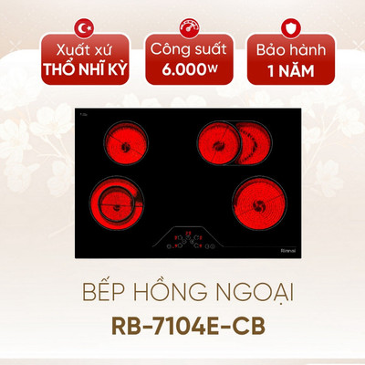[CHÍNH HÃNG] Bếp hồng ngoại Rinnai RB-7104E-CB - Mặt kính SCHOTT Ceran- Công Suất 6000W