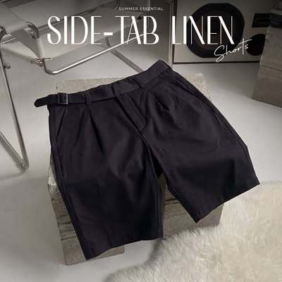 Quần short đũi SIDE-TAB LINEN SHORTS TORANO basic, có quai nhê thanh lịch và hiện đại FSBI004