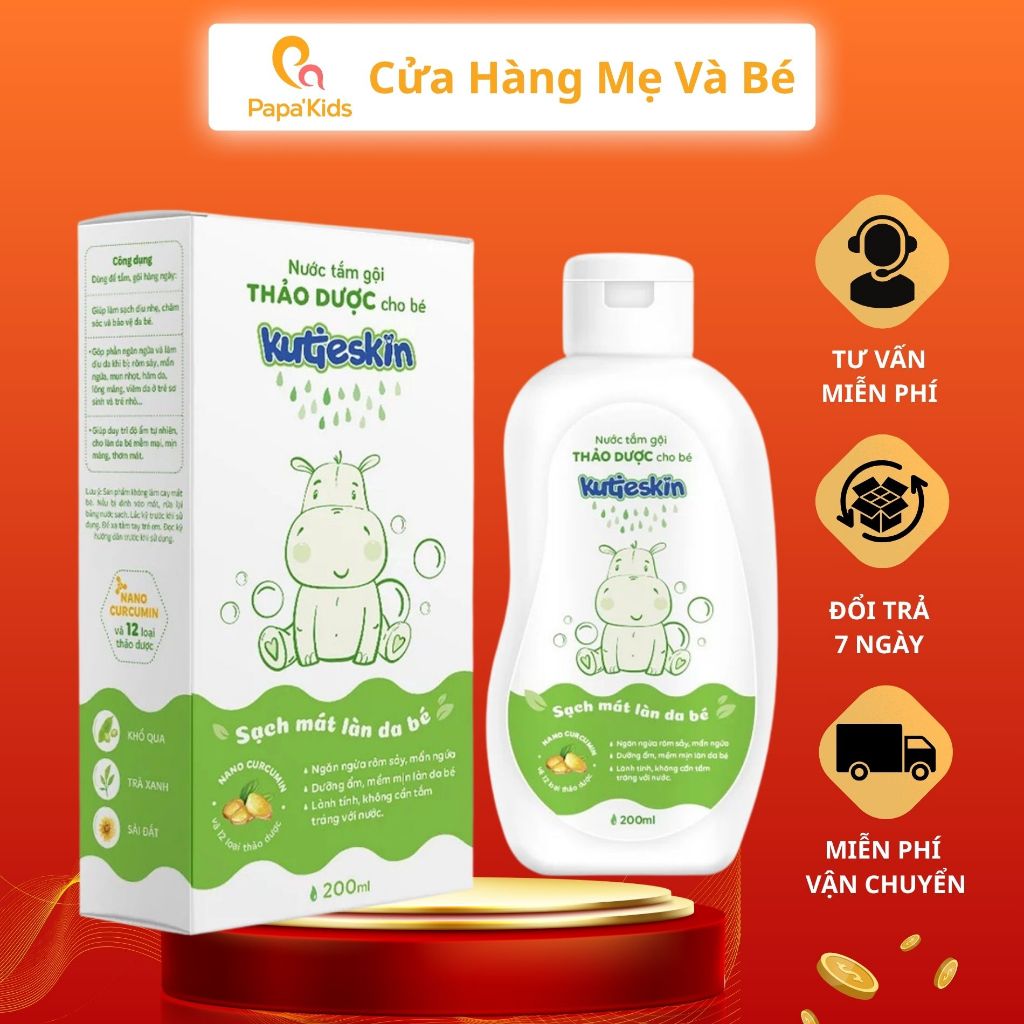 [ Kèm Quà ] Nước tắm gội thảo dược cho bé Kutieskin 200ml/500ml