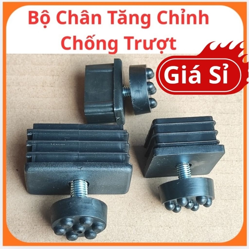 [Giá Sỉ 50 bộ] chân tăng chỉnh đế chấm bi M6 30x30 và M8 40x40, M8 20x40, M10 30x60 tăng ma sát chốn