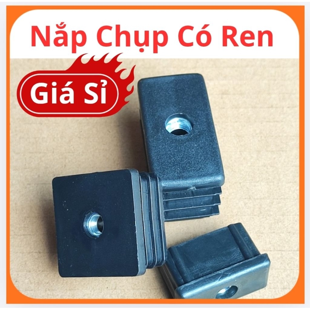 [Giá Sỉ 100 cái] Nút Chụp Vuông Có Ren Trong, Chụp Vuông có ren cho sắt hộp, inox hộp, nhôm hộp 30x3
