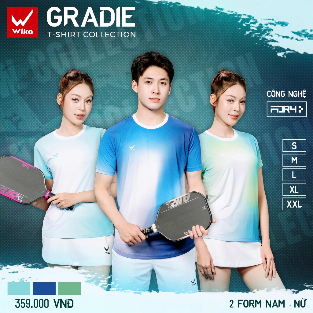 Áo Thể Thao Wika Gradie Chính Hãng, Áo T-Shirt Thể Thao Chất Liệu WI-DRYMAX Co Giãn Thoáng Mát