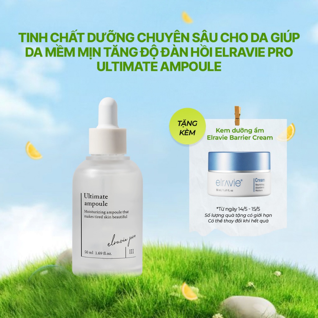 Tinh Chất Cấp Ẩm Hỗ Trợ Cải Thiện Nếp Nhăn Và Tăng Đàn Hồi Cho Da Elravie Pro Ultimate Ampoule 50ml